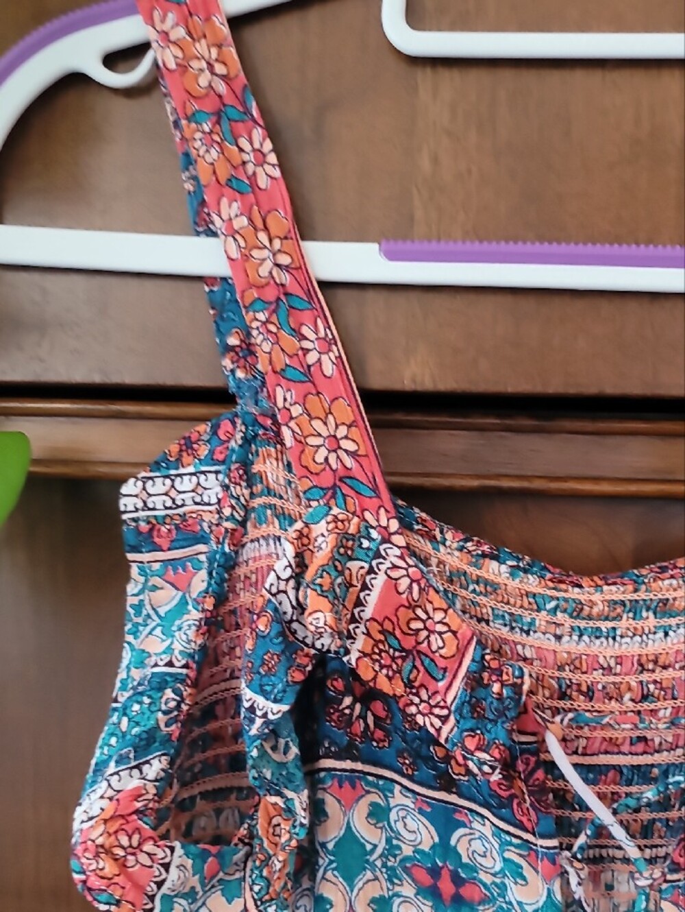 Angie Boho Chic Floral Sundress in Teal, Coral & Indigo - Picture 8 of 13